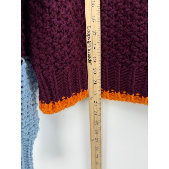 Dr. Bloom Barcelona  Anthropologie Colorblock Chunky Knit Sweater Wool Blend M/L - Picture 7 of 8